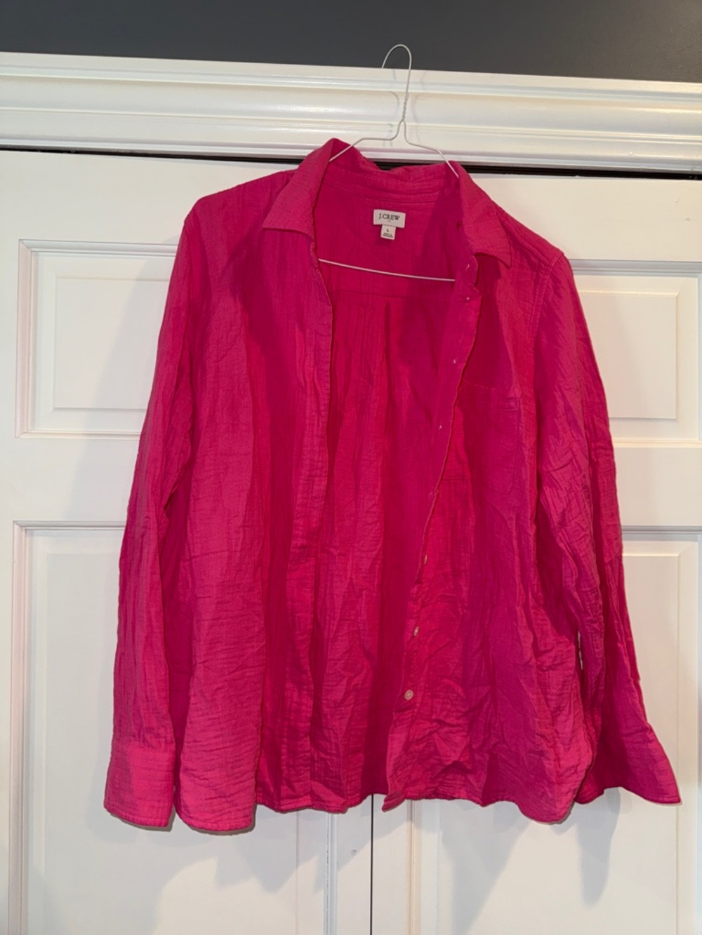 J. Crew Fuchsia Crinkled Button-Down Shirt